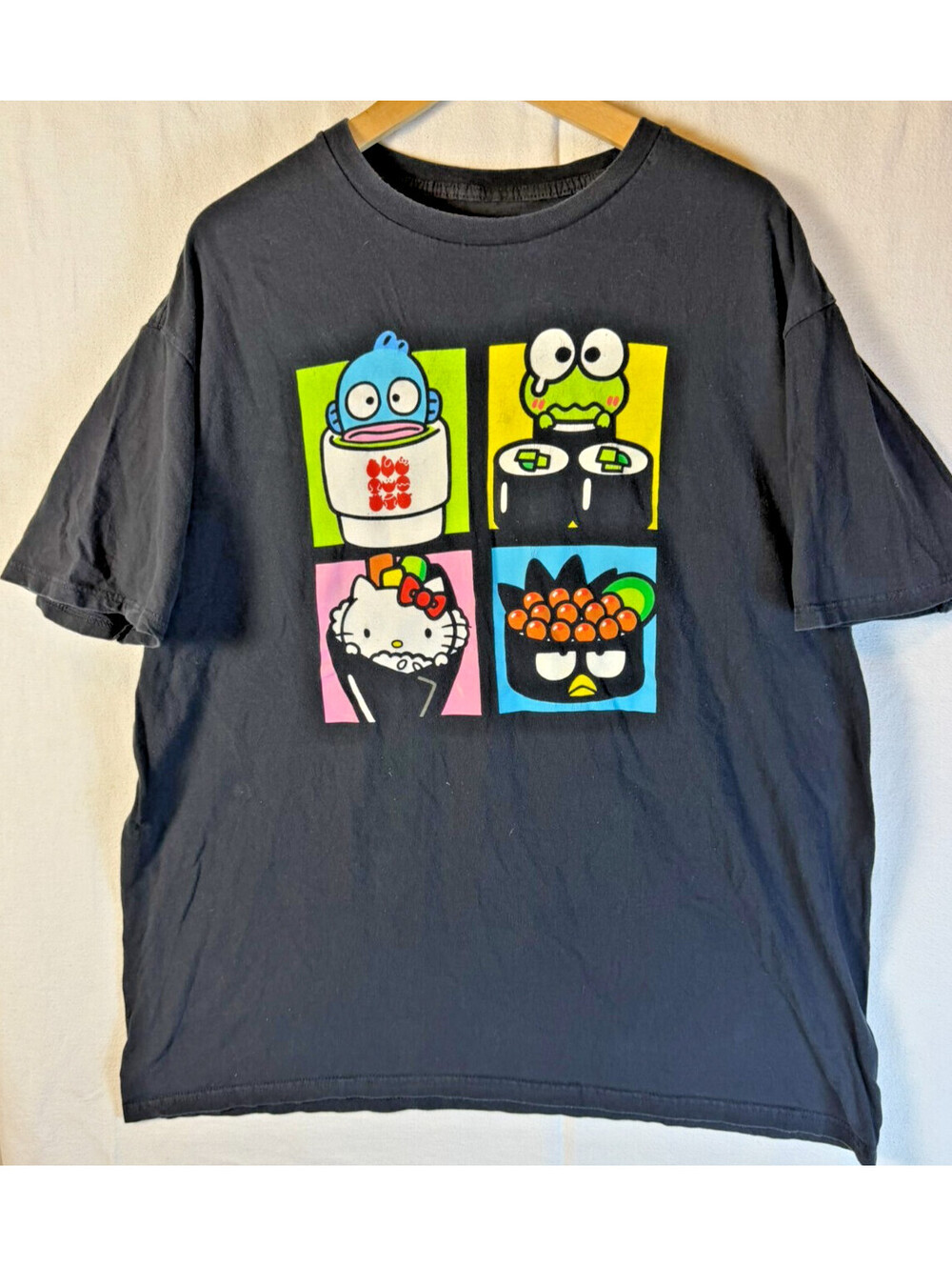Sanrio Hello Kitty And Friends Sushi Graphic T Shirt Black 2X Keroppi Badtz Maru